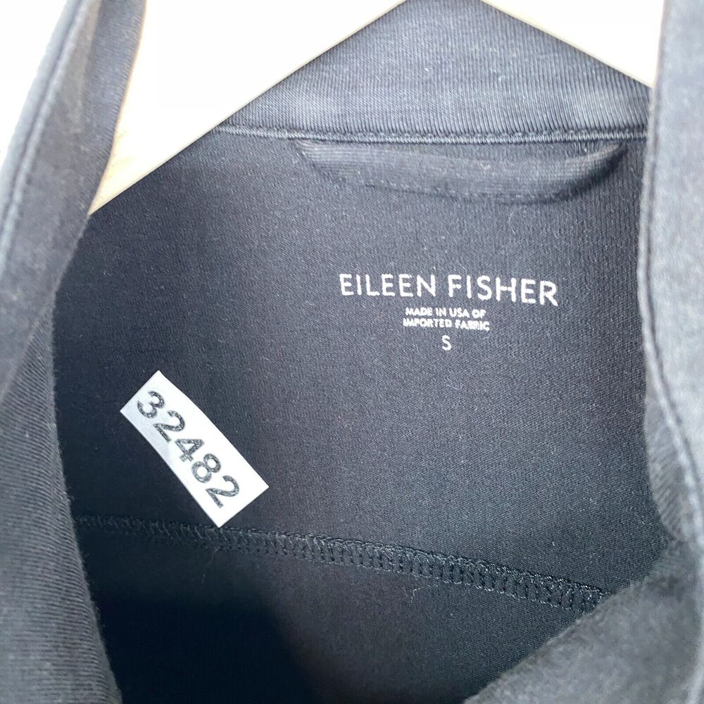 EILEEN FISHER Jacket S Organic Cotton Stretch Jersey Snap Full Zip Up Black USA - Picture 14 of 14